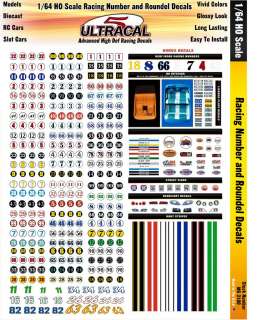 MG3100   1/64 HO UltraCal High Def Decals Racing Number Roundels 