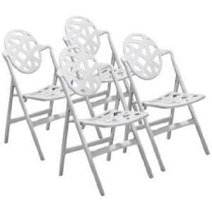    Set of 4 Zuo Meringue White Outdoor Folding Chairs