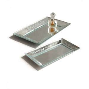   Company Exquisite? Etched Glass Mirror Trays, Set of 2