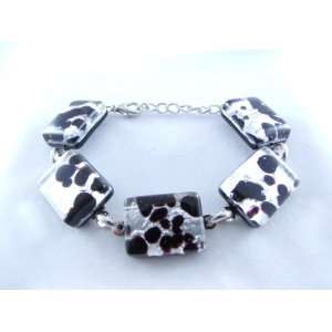    Black Silver Murano Glass Venetian Bracelet Jewelry Jewelry