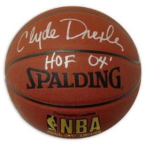 Clyde Drexler Autographed Basketball  Details Pro Leather Basketball 