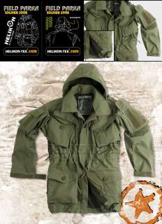 HELICON ARMY FIELD PARKA, WINDPROOF COMBAT JACKET/ SMOCK, OLIVE, SIZE 