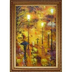  Walking On Rainy Day Street at Night Oil Painting, with 