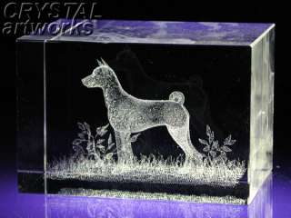 BASSENJI* 3D Laser Etched Crystal Dog Figurine D002s  
