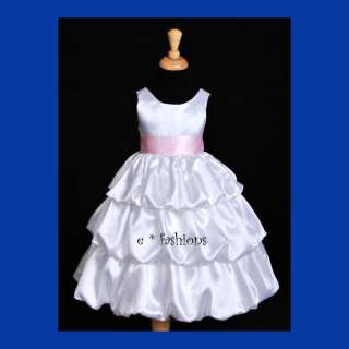 WHITE PINK WEDDING FLOWER GIRL DRESS 2 3 4 6 8 10 838B  