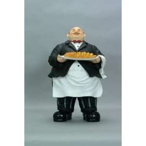  Garcon Waiter Resin Figurine with Bread Loaf