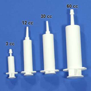 Plastic Dispenser Syringes w/lid, 4 Sizes Available  