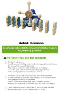 WOODPEER (NEW)   (Robot Dominos) Wood Brain Teasers Educational Toys 