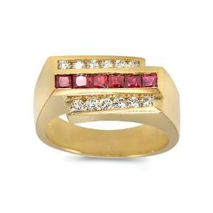Mens Diamond Ring   Max Diamond/Ruby Mens Ring in 18k Yellow Gold 