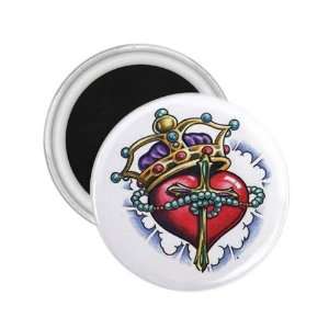 Tattoo Cross King Heart Fridge Souvenir Magnet 2.25 