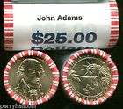 JOHN ADAMS Golden Presidential Dollar Coins   Unopened Roll of 25