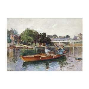 Boating Party On The Thames at Cookham by Hector Caffieri . Art 