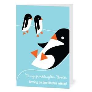   Greeting Cards   Penguins At Play Granddaughter By Eleanor Grosch