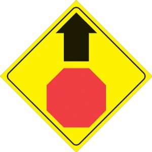  Yellow Plastic Reflective Sign 12   Stop Ahead 
