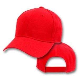 New 12 Blank Red Baseball Hat Cap Velcro Adjust Lot  