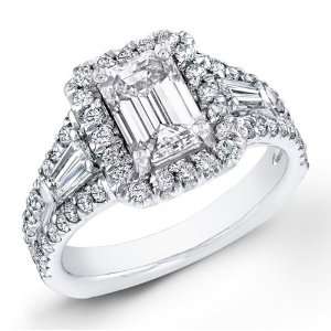  2.08 Ct. Emerald Cut Diamond Engagement Ring W/ French 