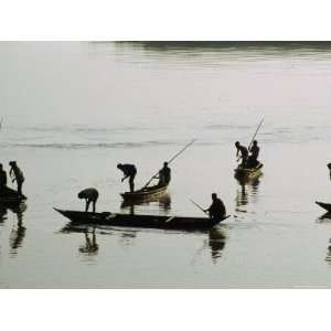 Men Fish Together near Jamalpur on the Old Brahmaputra River Stretched 