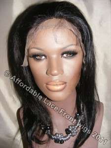 1B Straight Full Lace Wig Med Cap Light Brown Lace 12  
