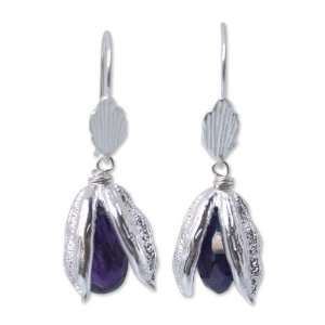 Amethyst flower earrings, Iris Buds