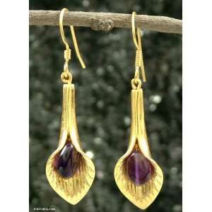  Gold vermeil amethyst flower earrings, Secret Lilies 
