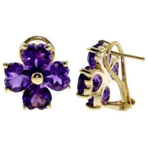    14k Gold French Clip Earrings with Genuine Amethysts Jewelry