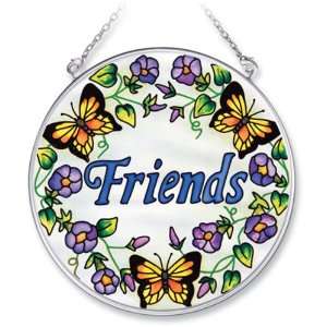  Amia Handpainted Glass Friends Floral Suncatcher, 4 1/2 