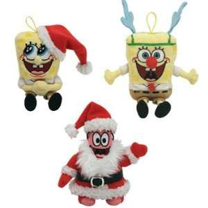  TY Jingle Beanie Babies   Holiday 2007 set of 3 (SpongeBob 
