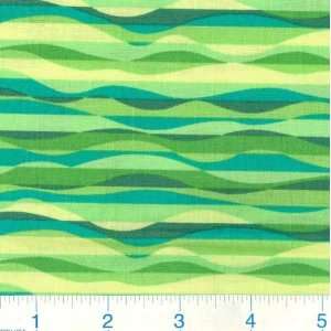  45 Wide Retro Waves Lime Fabric By The Yard Arts 