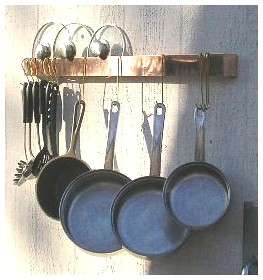 Wall Mounted Real Solid Copper Pot Rack   Handrubbed Std   Space 