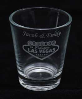 2oz Personalized Shot Glass   Las Vegas Wedding Theme  