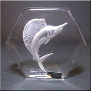 Kosta Boda Glass Fish Paperweight   Signed + Labelled  