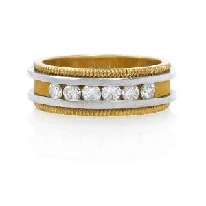  Diamond Antique Style Platinum and 18k Yellow Gold Ring Jewelry