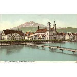  1910 Vintage Postcard State Theater and Jesuit Church   Lucerne 