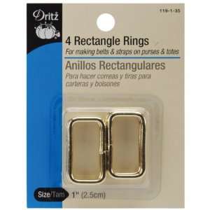  Metal Rectangle Rings 1 Gilt 4/Pkg