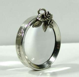 LION STERLING SILVER MAGNIFYING GLASS MAGNIFIER PENDANT  
