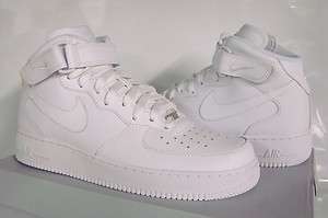 NIKE AIR FORCE 1 07 MID ALL WHITE MENS ATHLETIC SHOES 315123 111 