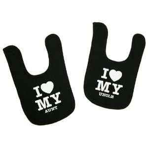 So Relative I Love My Aunt/I Love My Uncle Baby Bibs 2 Pack (Black 0 