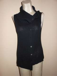 NWT Eileen Fisher Asymmetric Airy Merino Sweater Vest XS $158 Ink 