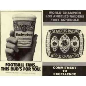    1984 Los Angeles Raiders Pocket Schedule