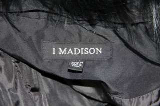   MADISON Long Black Quilted FIN RACCOON FUR TRIM DOWN COAT M  