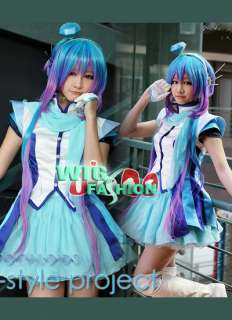 Vocaloid 3 Aoki Lapis Miku Long Blue Mixed Purple Cosplay Wig  