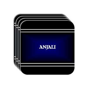 Personal Name Gift   ANJALI Set of 4 Mini Mousepad Coasters (black 