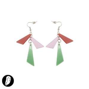  sg paris women earrings fish hook raspberry+lt green 