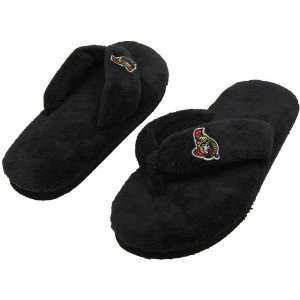  Ottawa Senators Ladies Black Pillow Plush Thong Slippers 