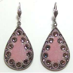 Anne Koplik Designs Sterling Silver Plated Pink Enamel Teardrop Dangle 