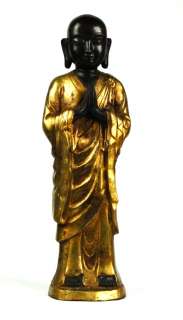 GILDED BRONZE MONK STATUE Home Decor Buddhist Figurine  