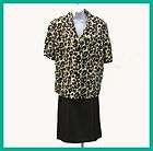 NWT SUIT STUDIO Plus Leopard Print Top 20W Skirt 16W 2 Pc Suit rtl $ 