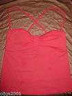 Kenneth Cole zip up shimmer pink bandeau tankini swimsuit M + Victoria 
