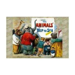  The Animals Trip to the Sea 12x18 Giclee on canvas