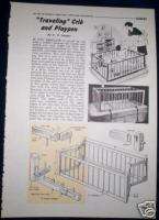 VINTAGE 1961 PLANS~BABY TRAVELING CRIB & PLAYPEN~HOW TO  